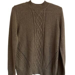 By Design Soft Cottagecore Grey Sweater Cozy Size M Centered Cables